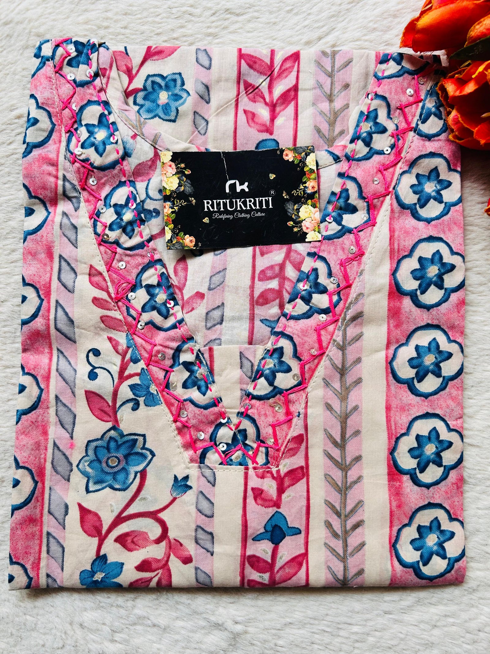 V NECK LONG KURTI