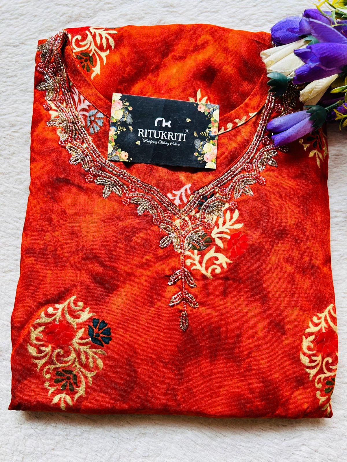 EMBROIDERY WORK LONG KURTI