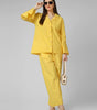 Lemon Sorbet: Schiffli Embroidered Cotton Co-ord Set with Scalloped Cut-work