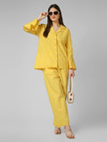 Lemon Sorbet: Schiffli Embroidered Cotton Co-ord Set with Scalloped Cut-work
