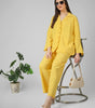 Lemon Sorbet: Schiffli Embroidered Cotton Co-ord Set with Scalloped Cut-work