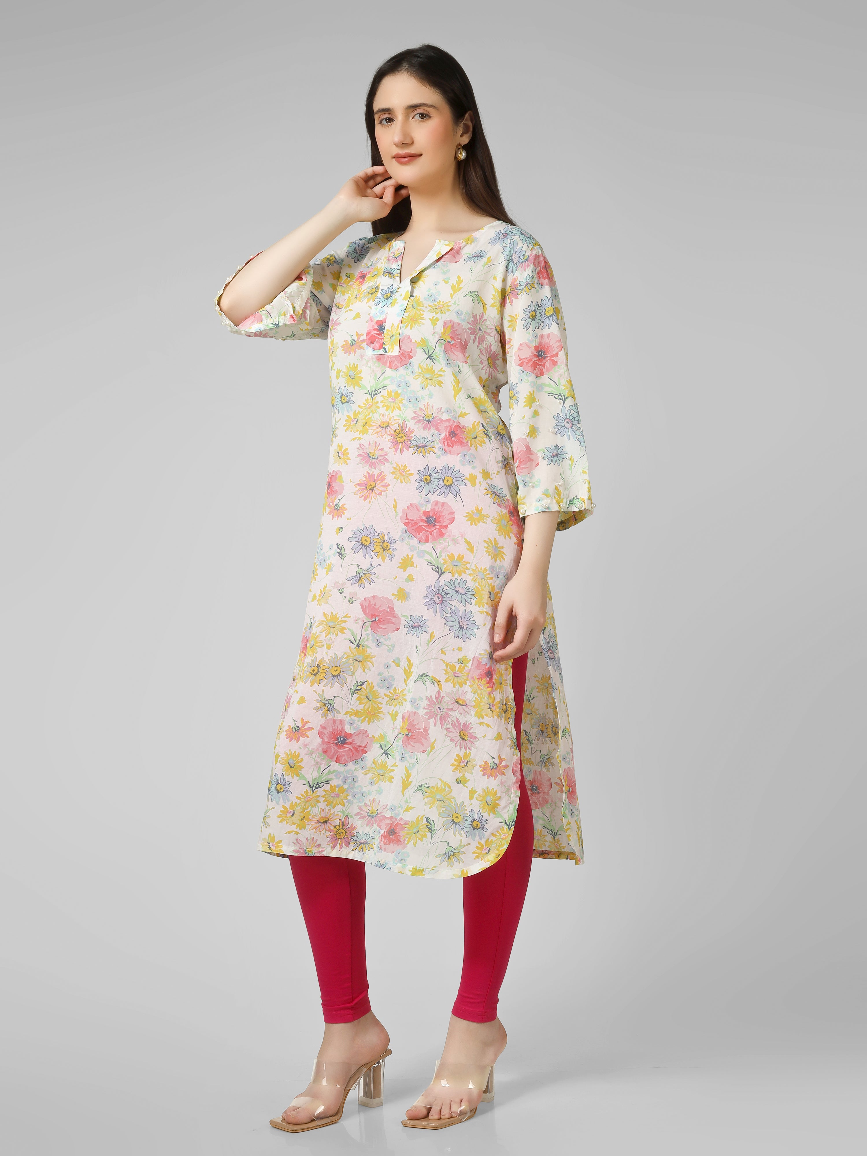 FLORAL PEAR WORK KURTI