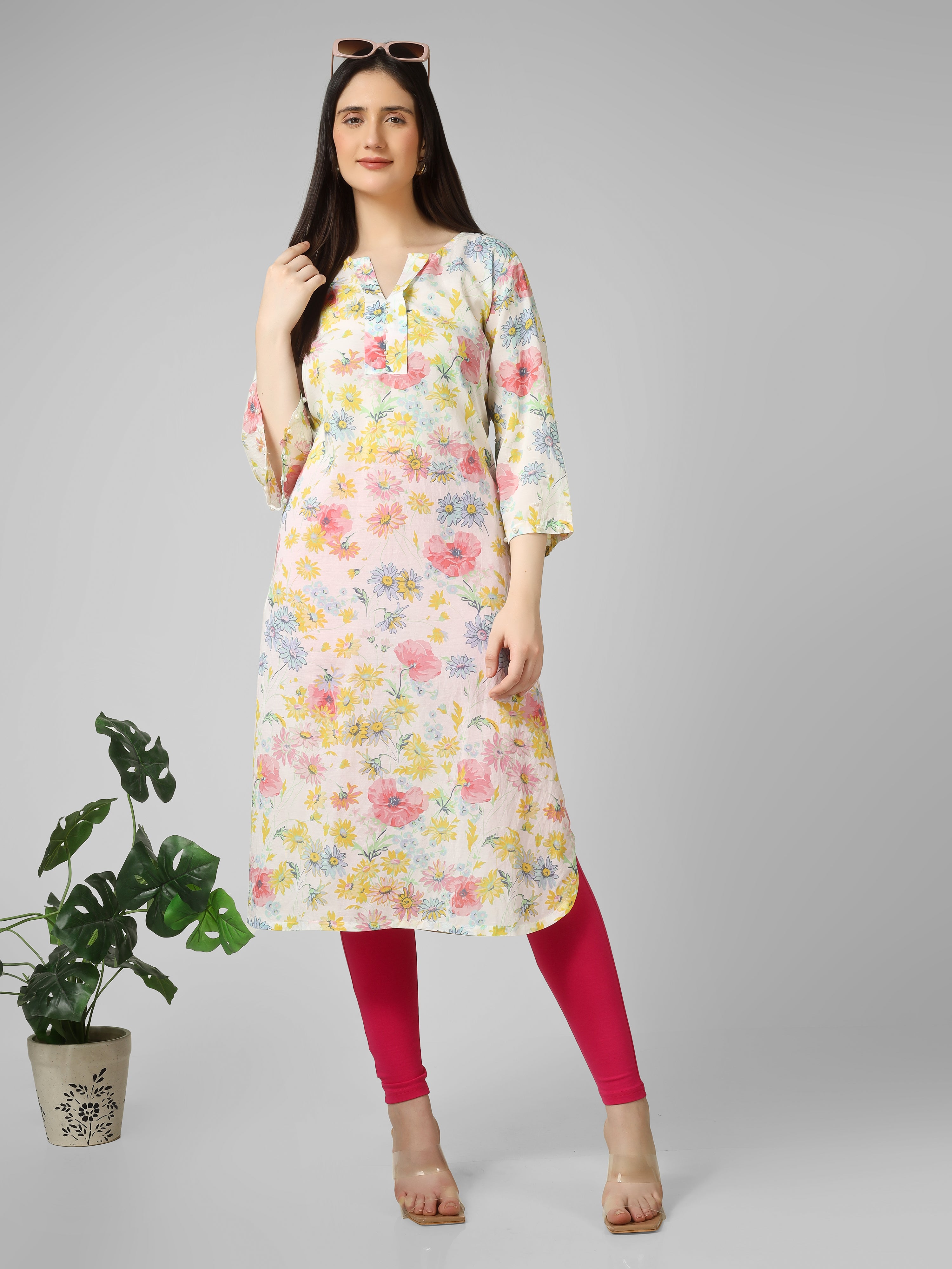 FLORAL PEAR WORK KURTI