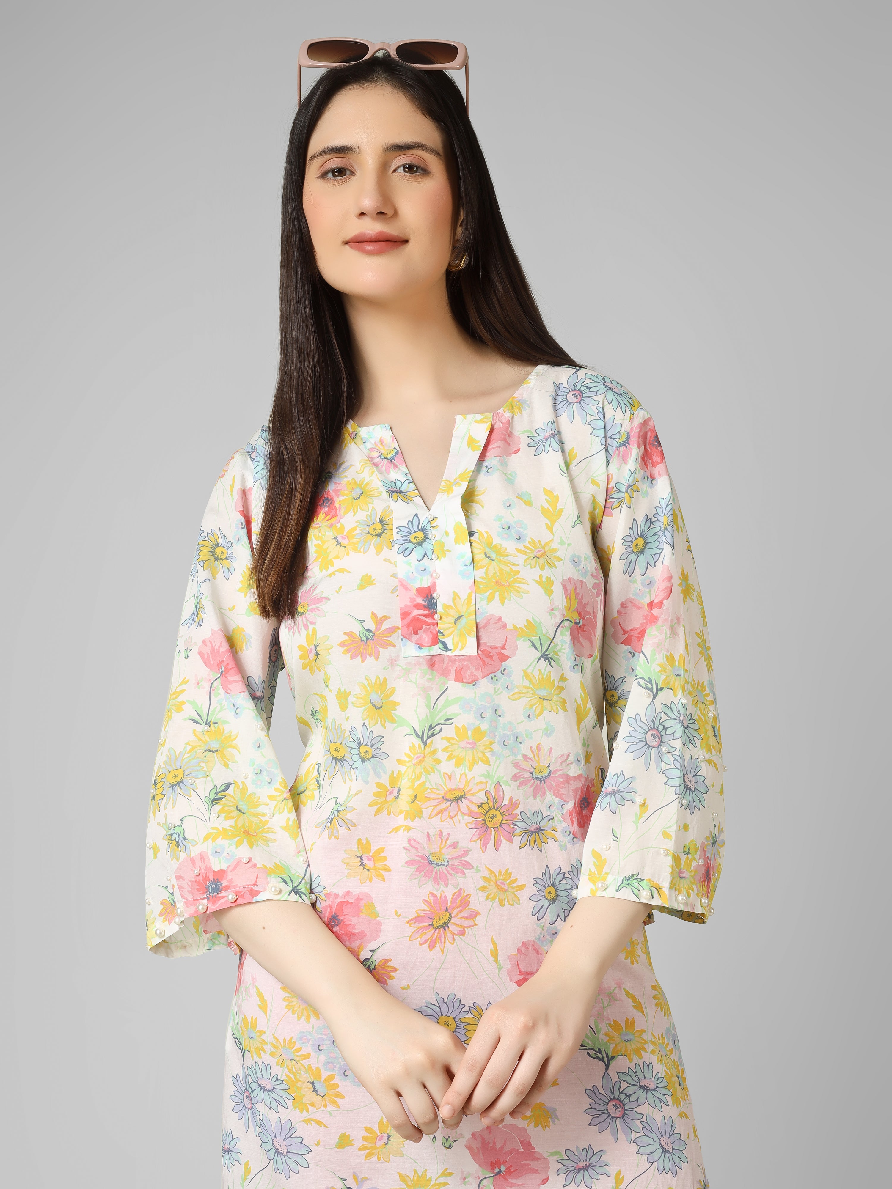 FLORAL PEAR WORK KURTI