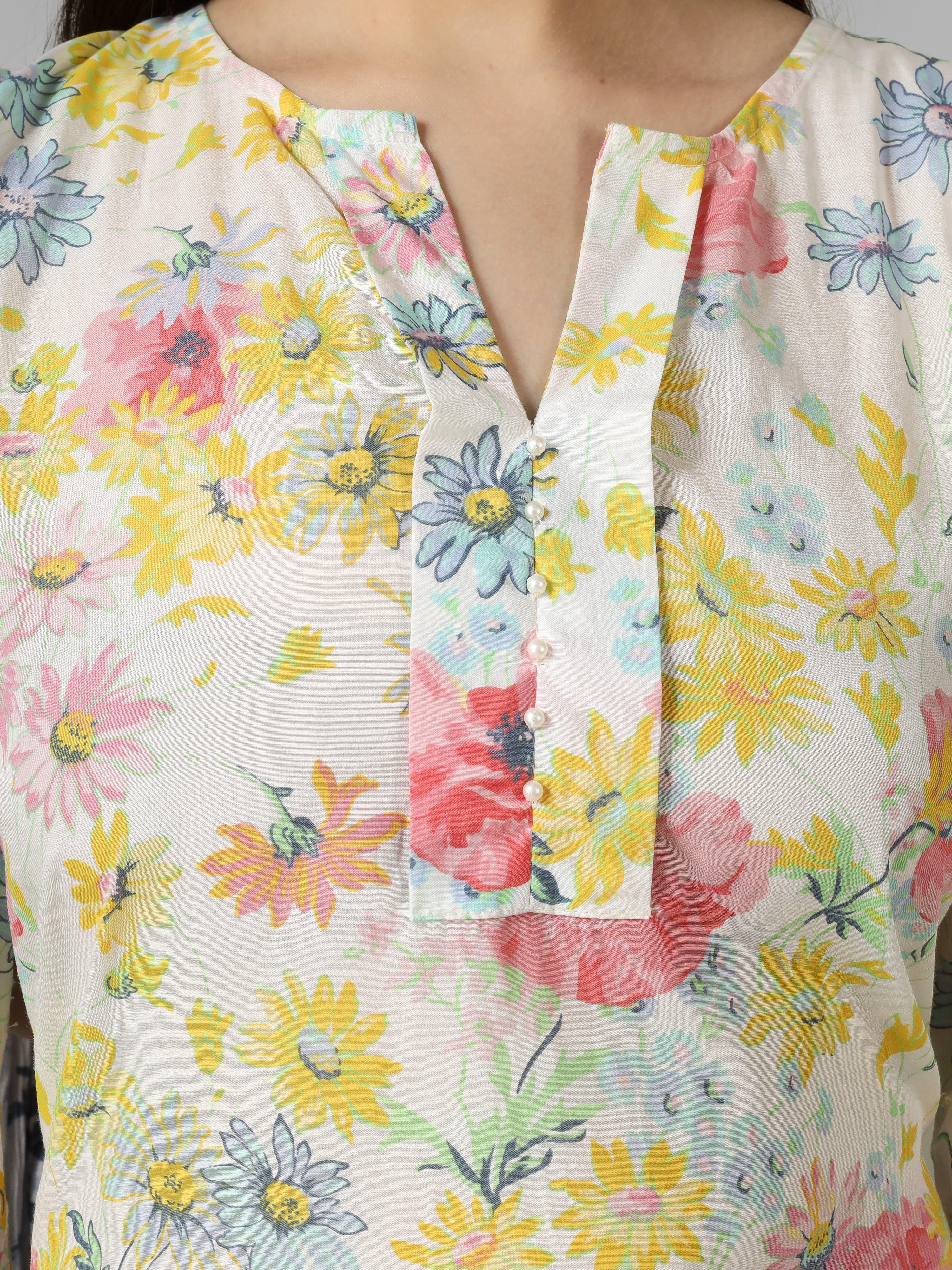 FLORAL PEAR WORK KURTI