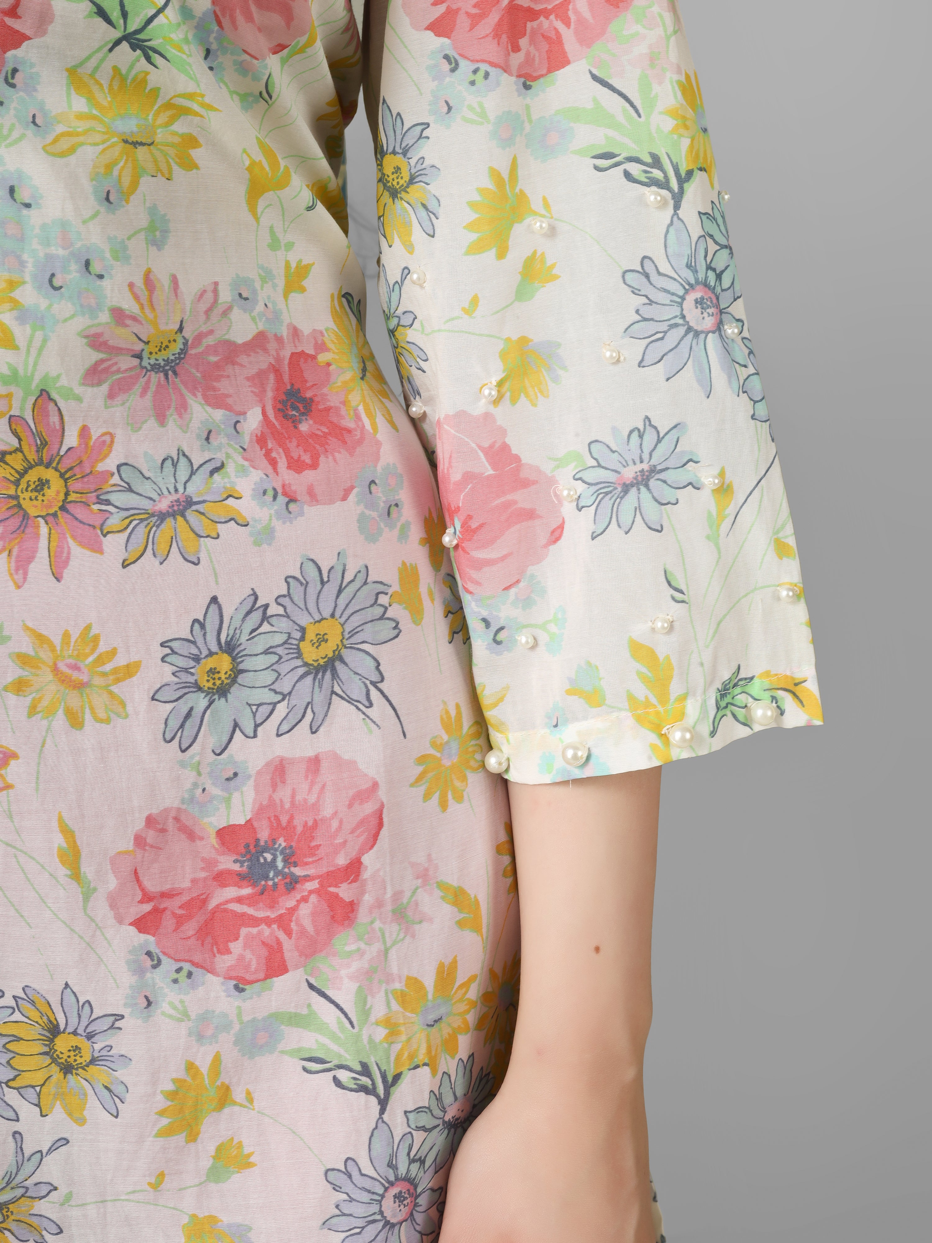 FLORAL PEAR WORK KURTI