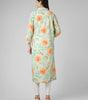 Meadow Breeze: Sage Green Floral Printed Cotton Kurti with Button  Detail