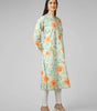 Meadow Breeze: Sage Green Floral Printed Cotton Kurti with Button  Detail