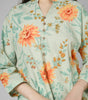 Meadow Breeze: Sage Green Floral Printed Cotton Kurti with Button  Detail