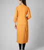 Saffron Solace: Mustard Yellow Solid Cotton Kurti with Wooden Button Detail
