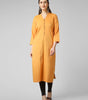 Saffron Solace: Mustard Yellow Solid Cotton Kurti with Wooden Button Detail