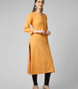 Saffron Solace: Mustard Yellow Solid Cotton Kurti with Wooden Button Detail