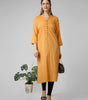 Saffron Solace: Mustard Yellow Solid Cotton Kurti with Wooden Button Detail