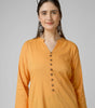 Saffron Solace: Mustard Yellow Solid Cotton Kurti with Wooden Button Detail