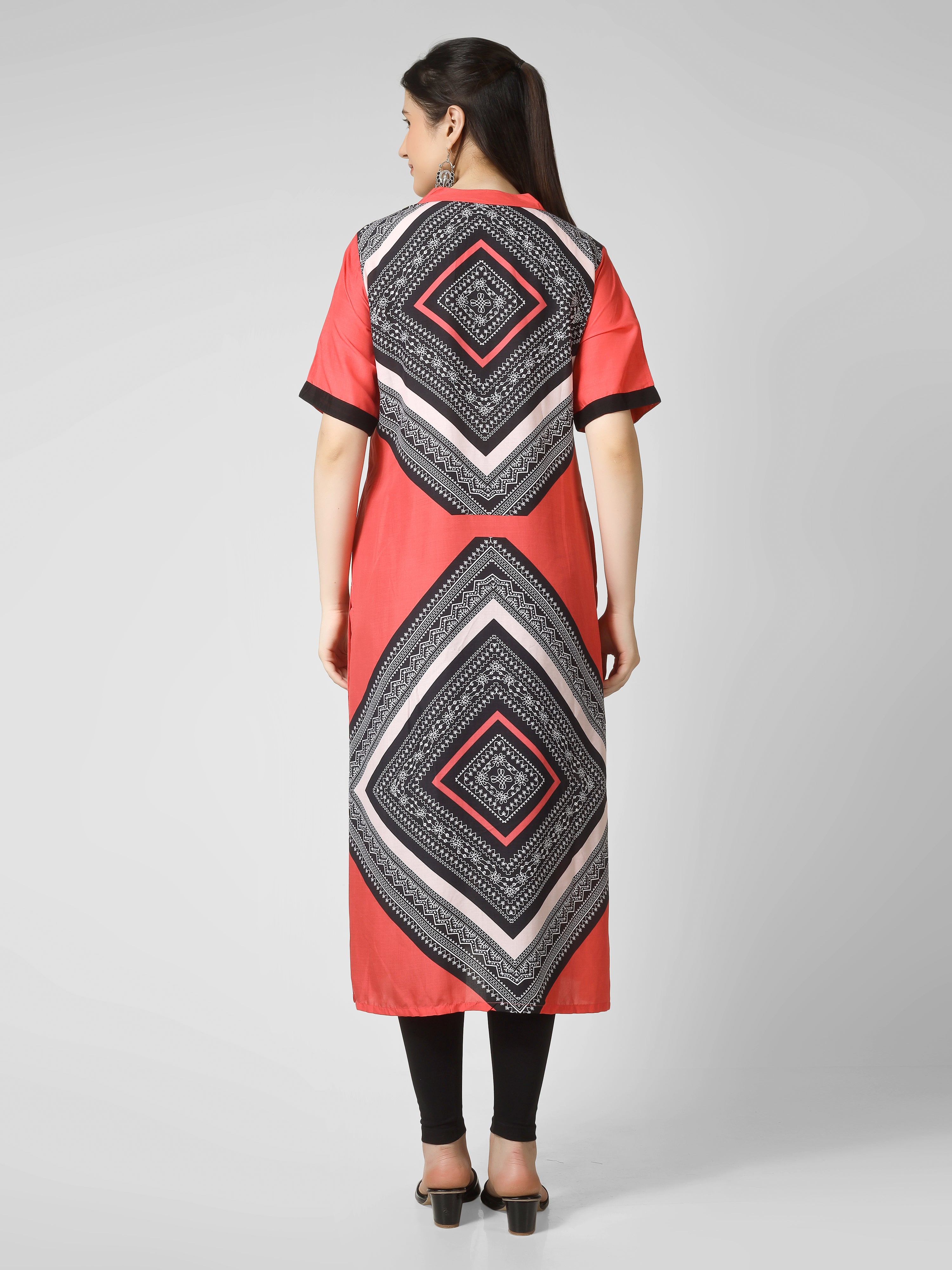 Coral Chevron Elegance Kurti