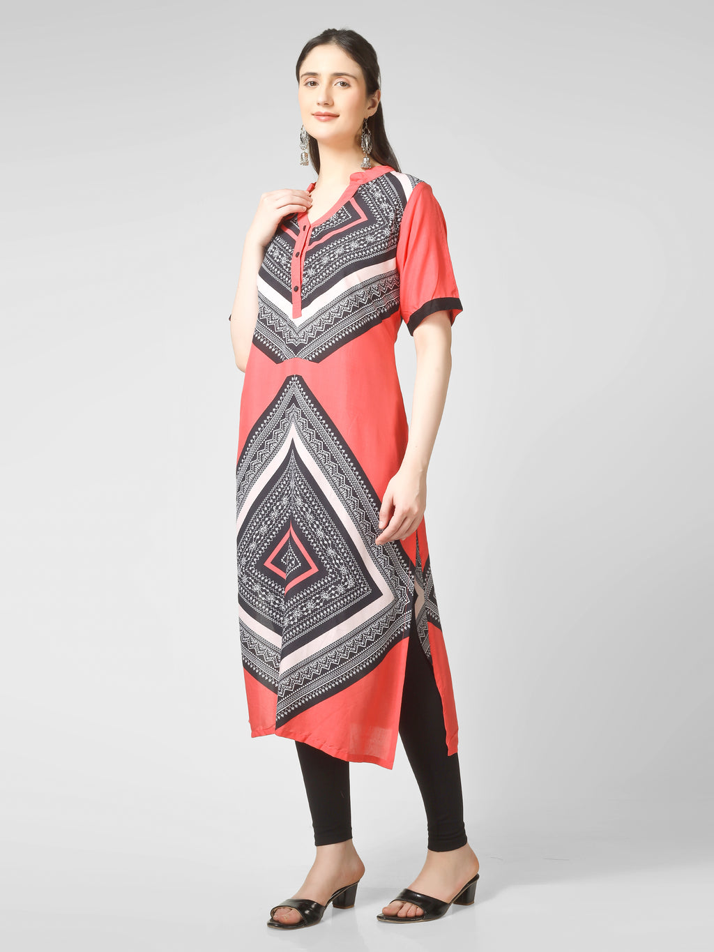 Coral Chevron Elegance Kurti
