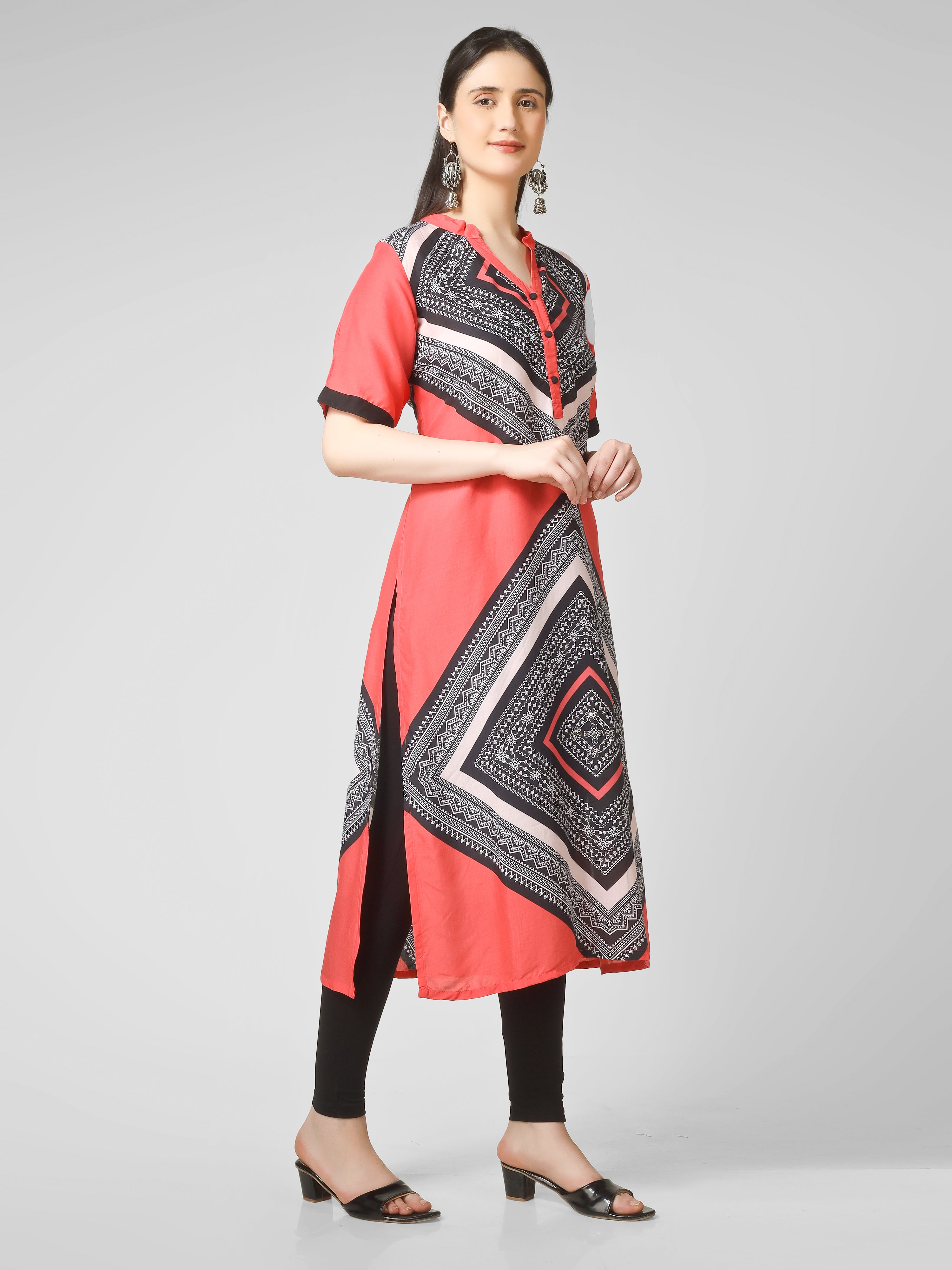 Coral Chevron Elegance Kurti