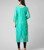 Azure Elegance: Turquoise Chanderi Silk Kurti with Golden Zari Butti & Scalloped  Borders