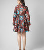 Boho-Chic Fusion: Multi-Printed Tiered Mini Dress with Bell Sleeves