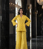 Lemon Sorbet: Schiffli Embroidered Cotton Co-ord Set with Scalloped Cut-work