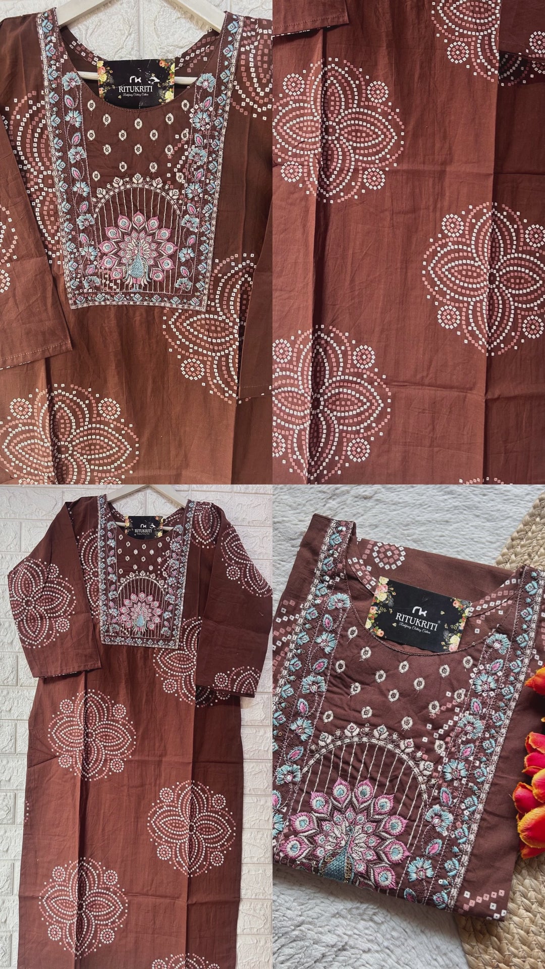 BANDHANI BROWN KURTI