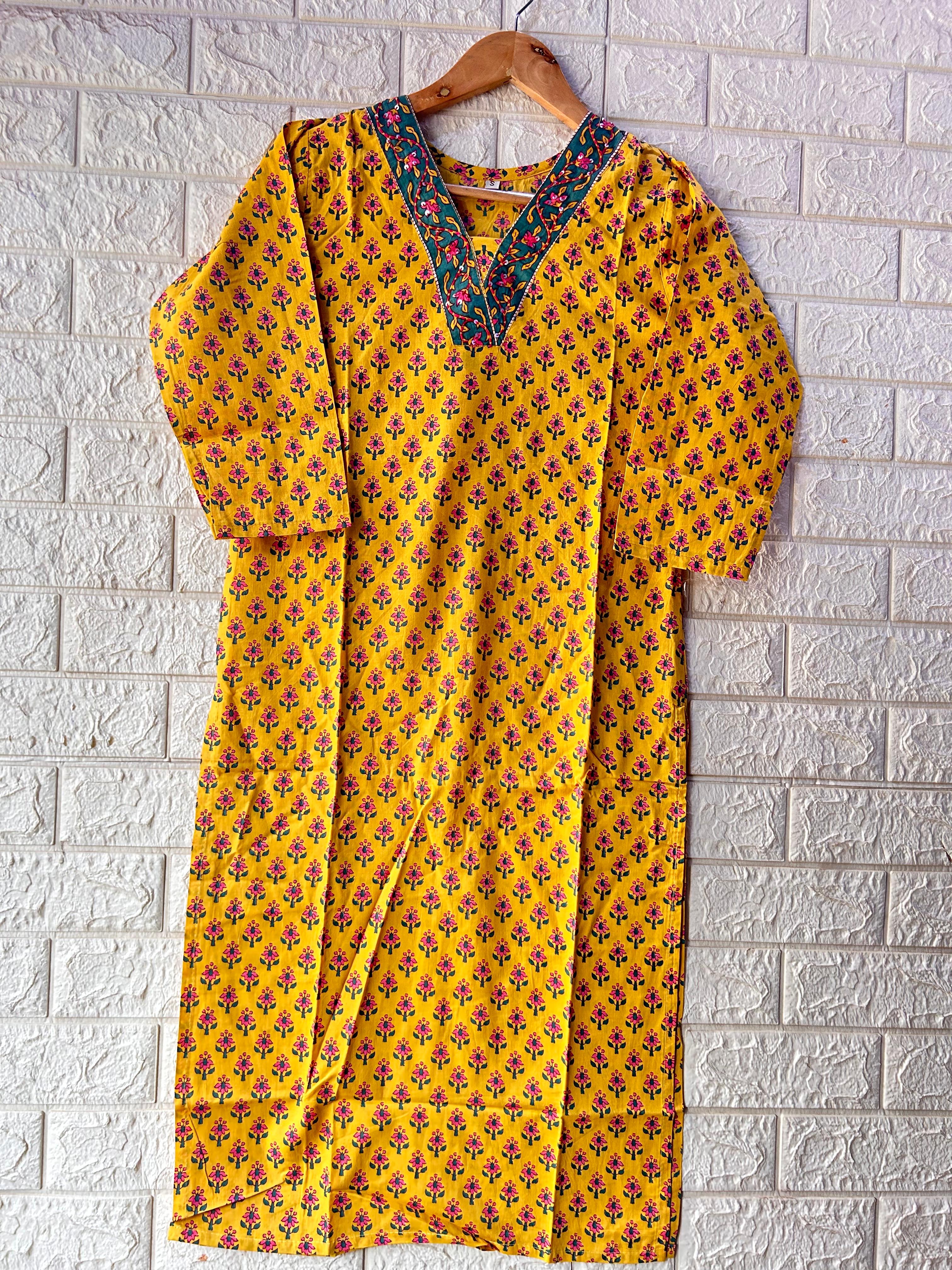 V NECK LONG KURTI