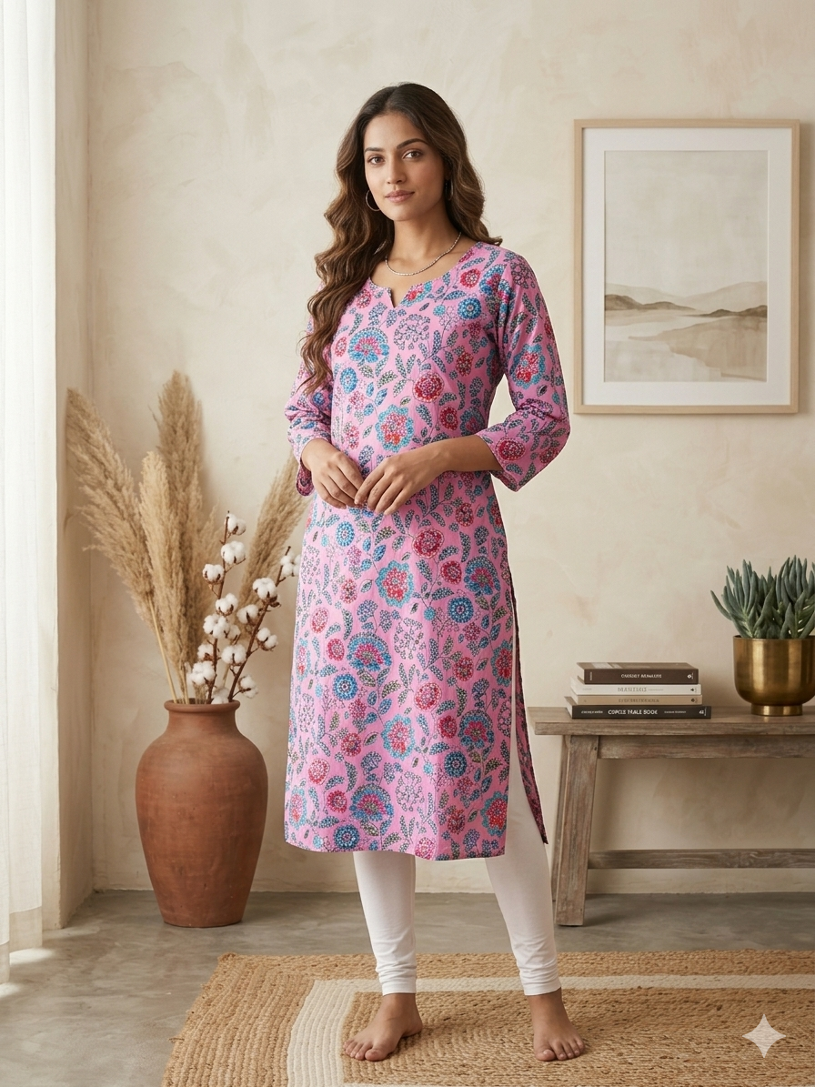 V NECK LONG KURTI