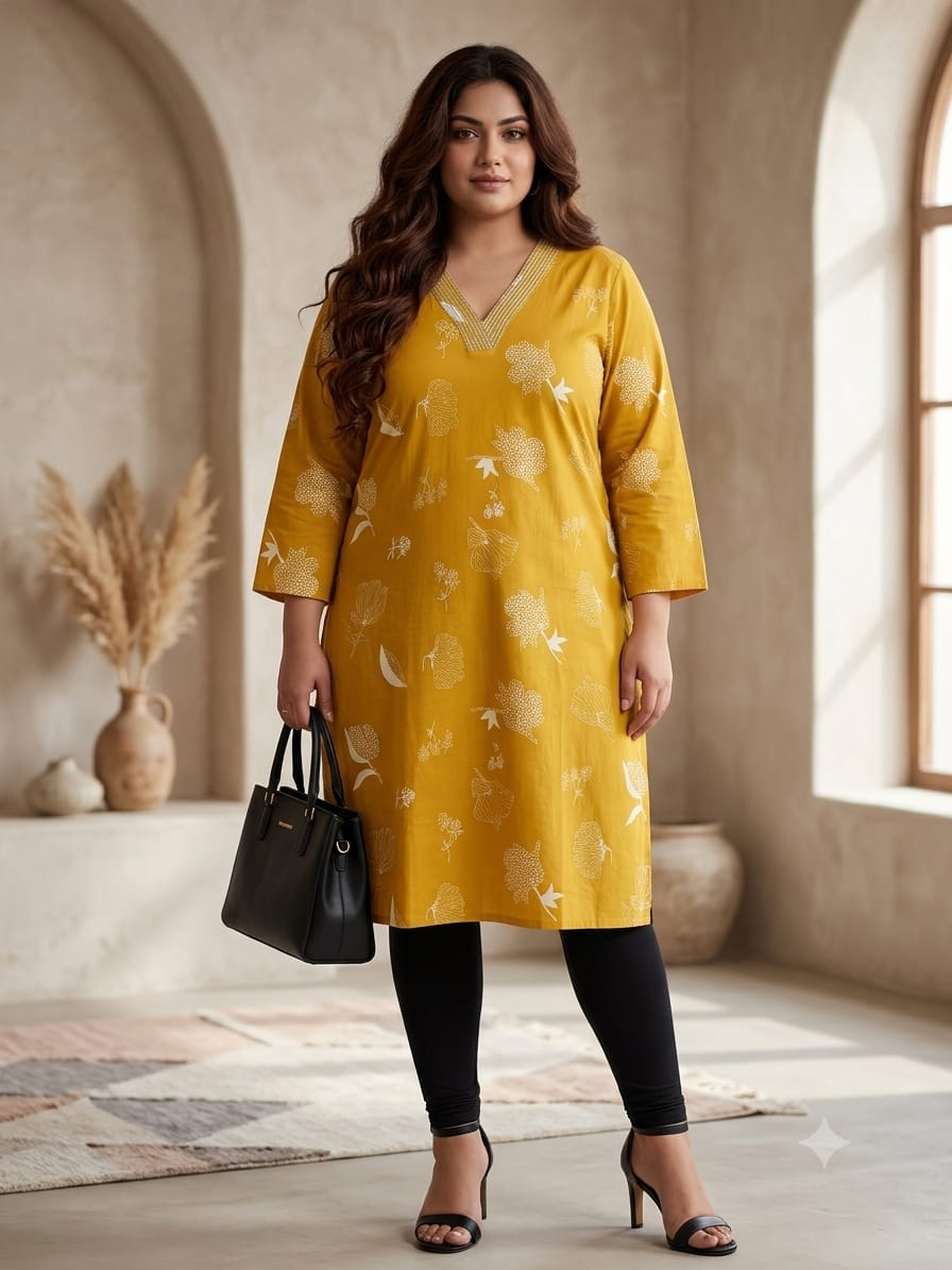 V NECK LONG KURTI