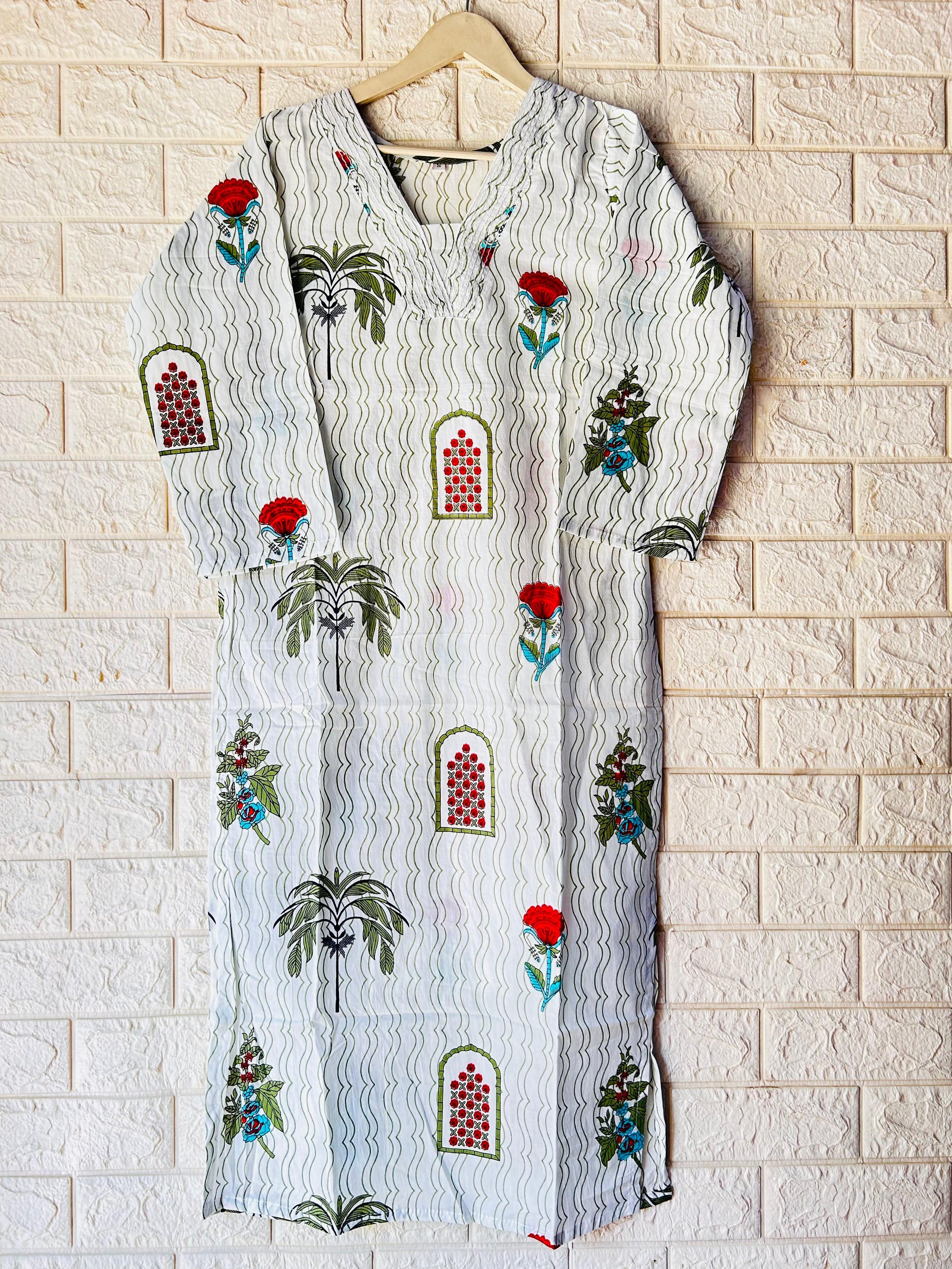 V NECK LONG KURTI