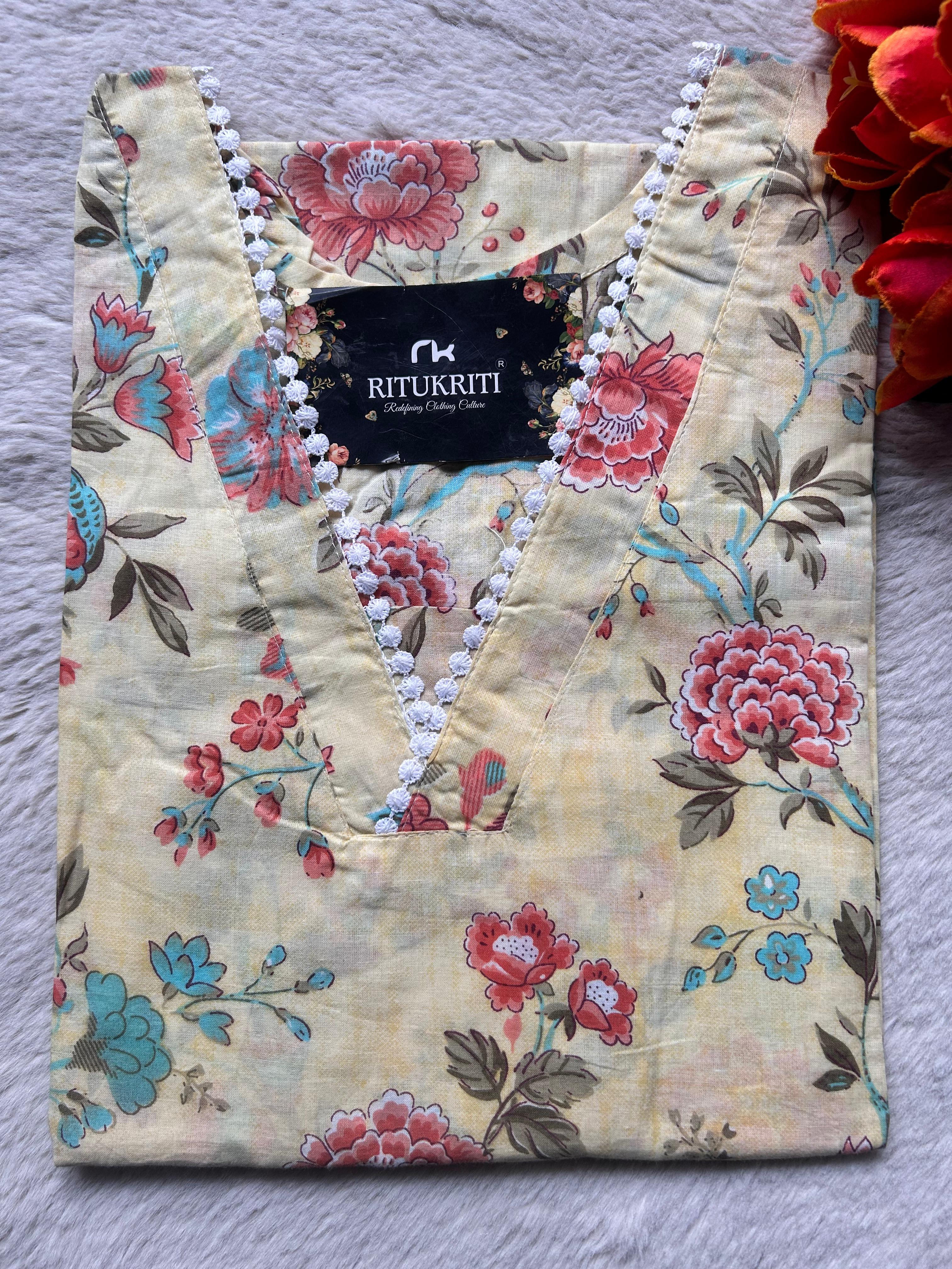 V NECK LONG KURTI