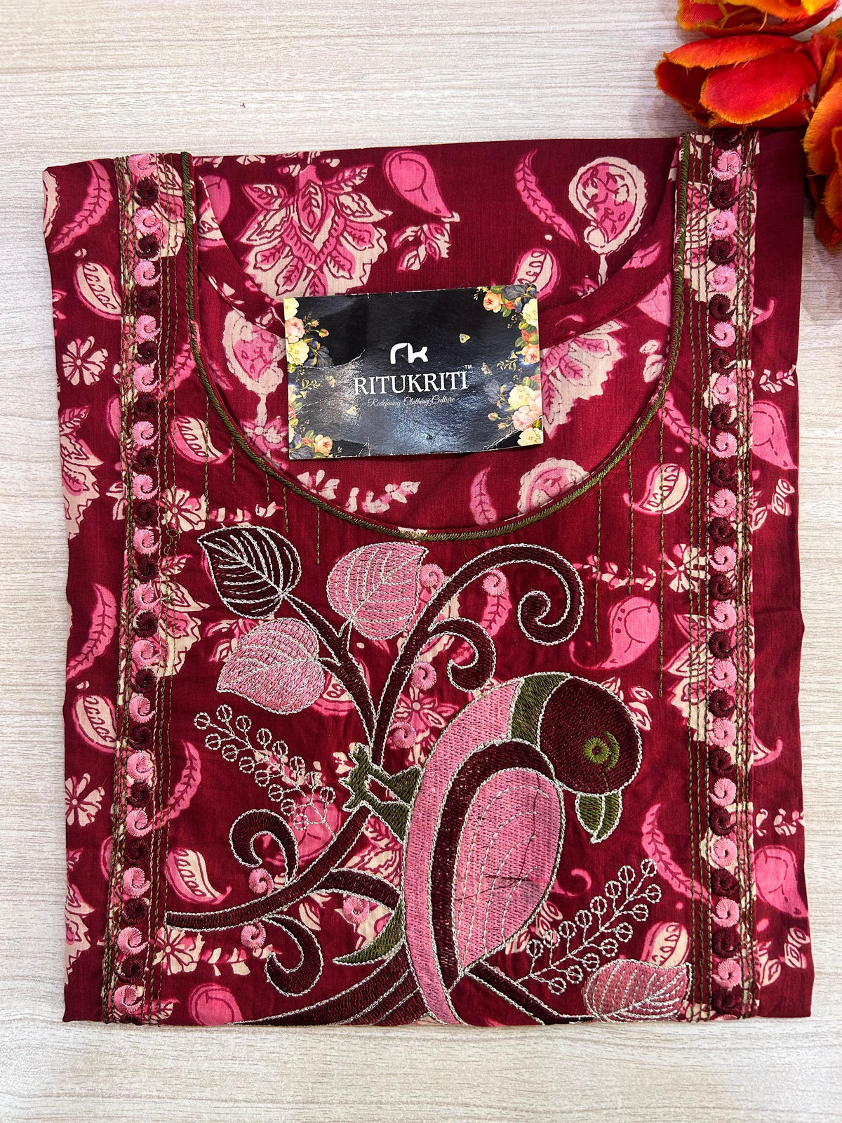 U neck long kurti