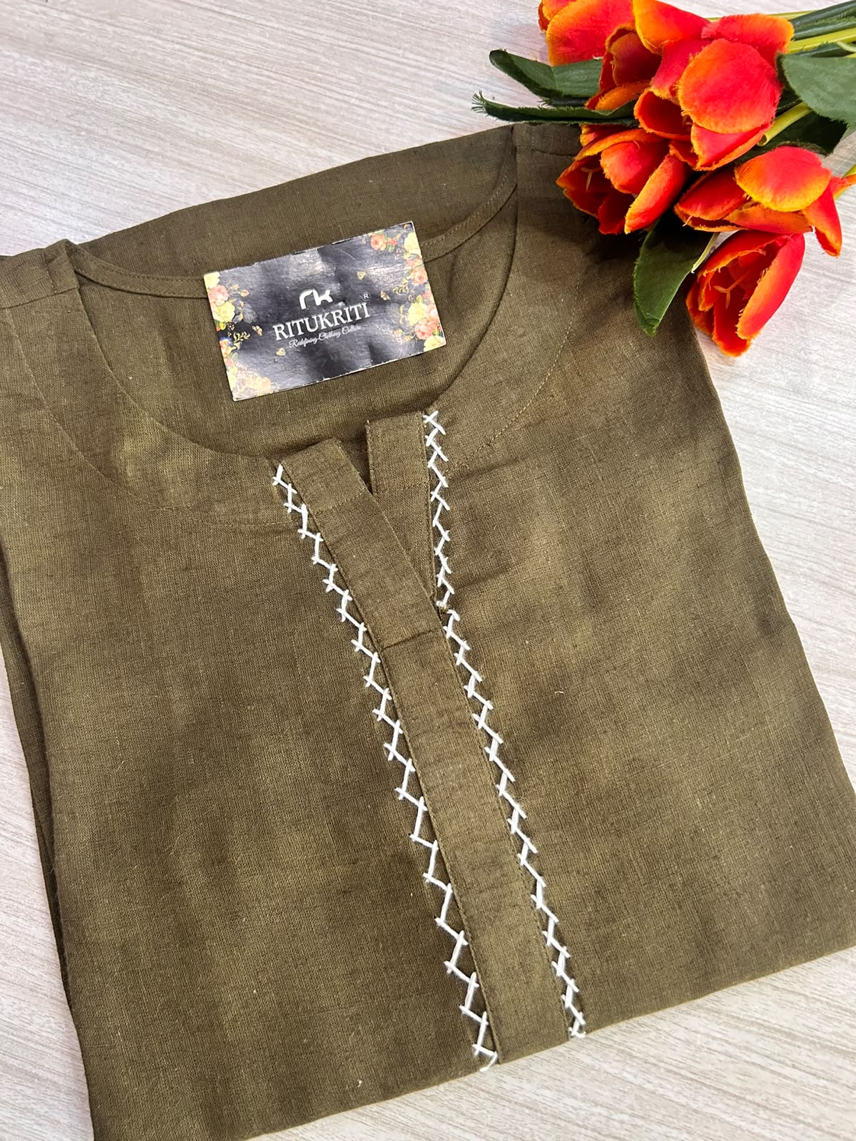 V NECK LONG KURTI