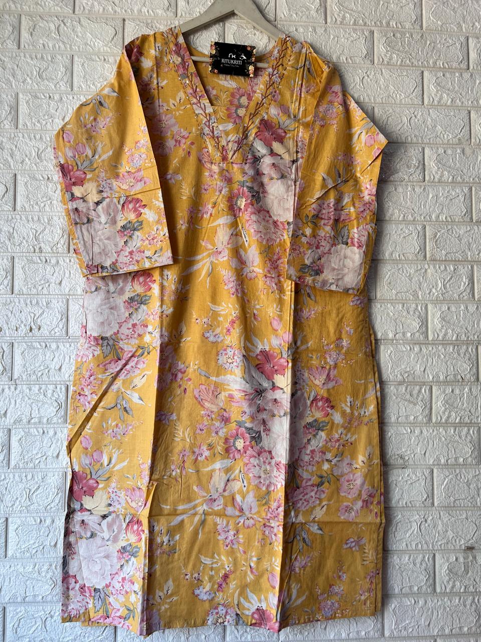 V NECK LONG KURTI