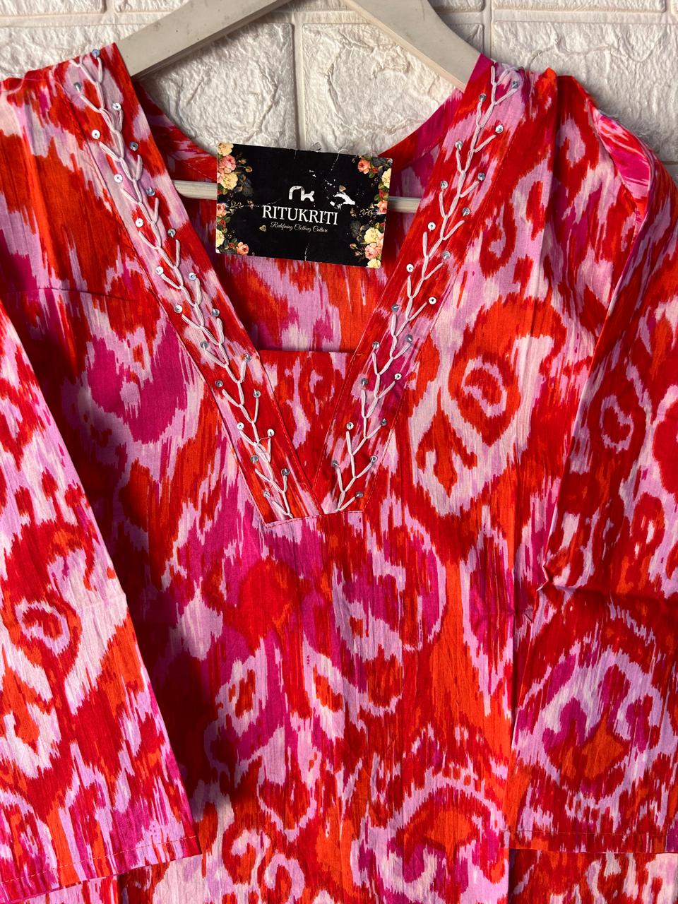V NECK LONG KURTI