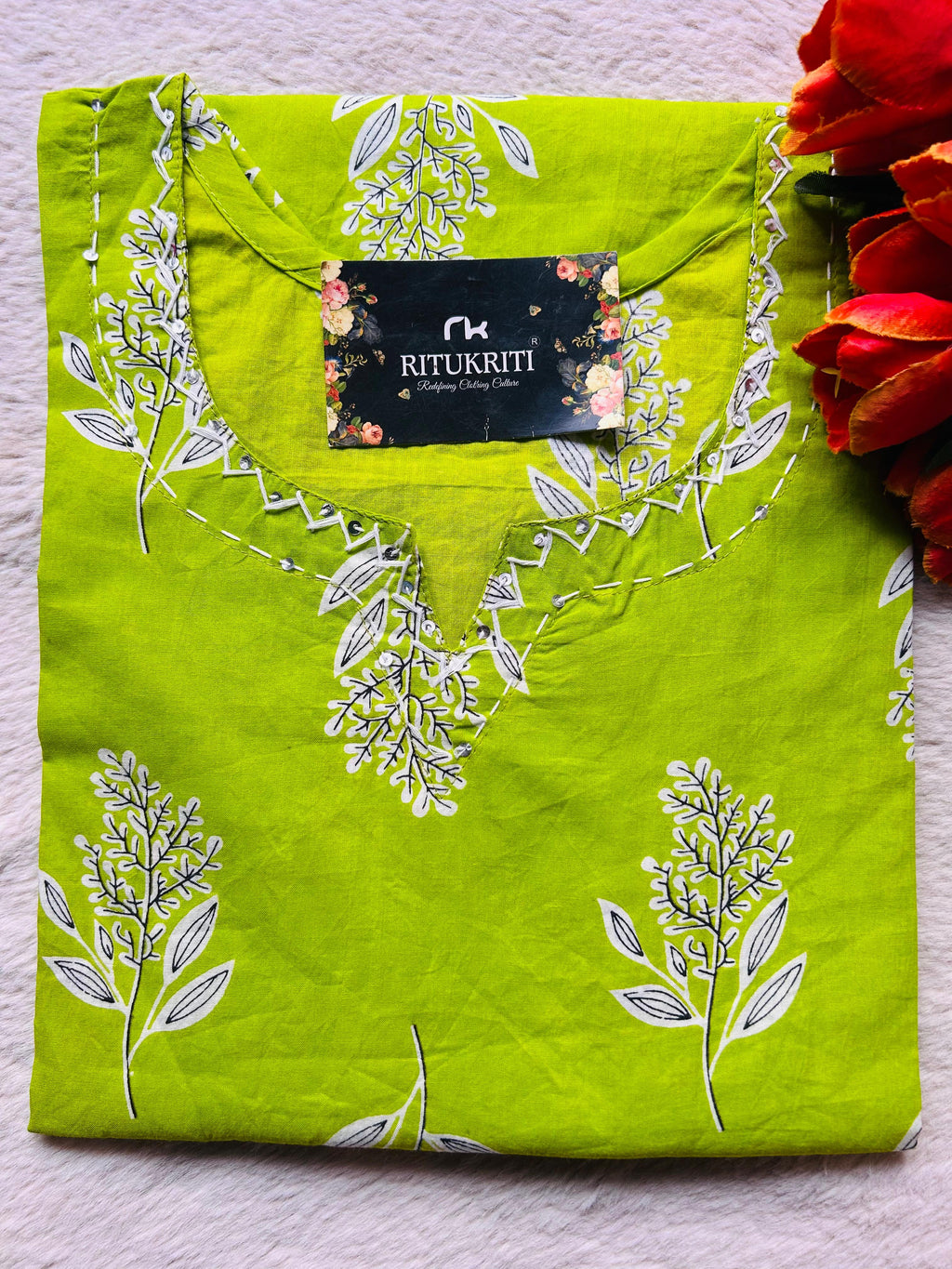 V NECK LONG KURTI