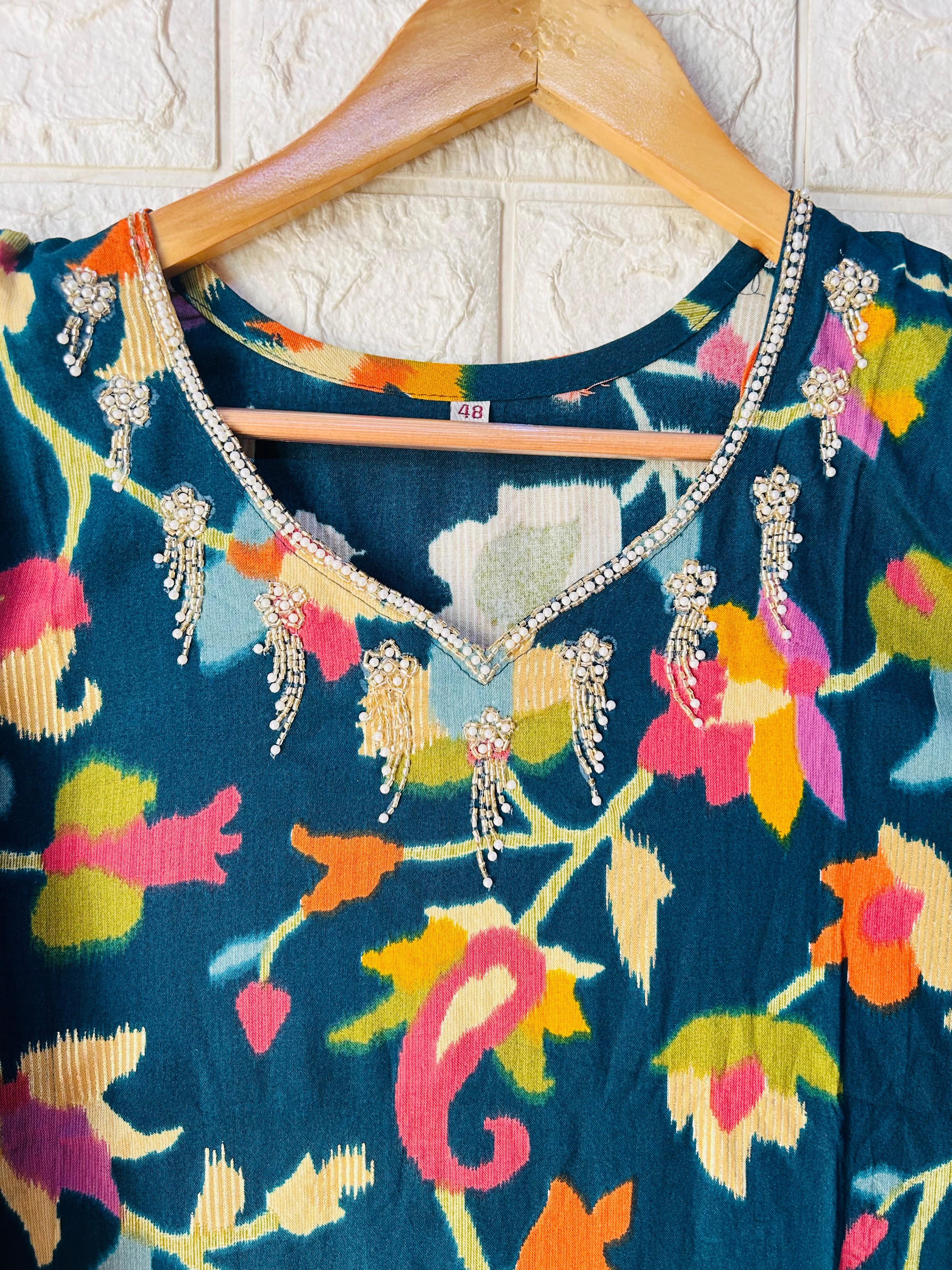 Crystal hand work long kurtis