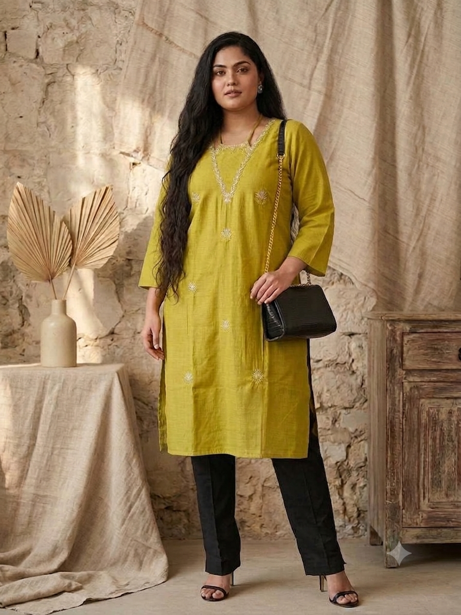 V NECK LONG KURTI