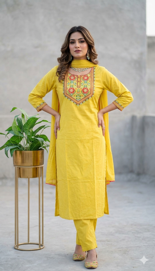 EMBROIDERY WORK KURTI  SET
