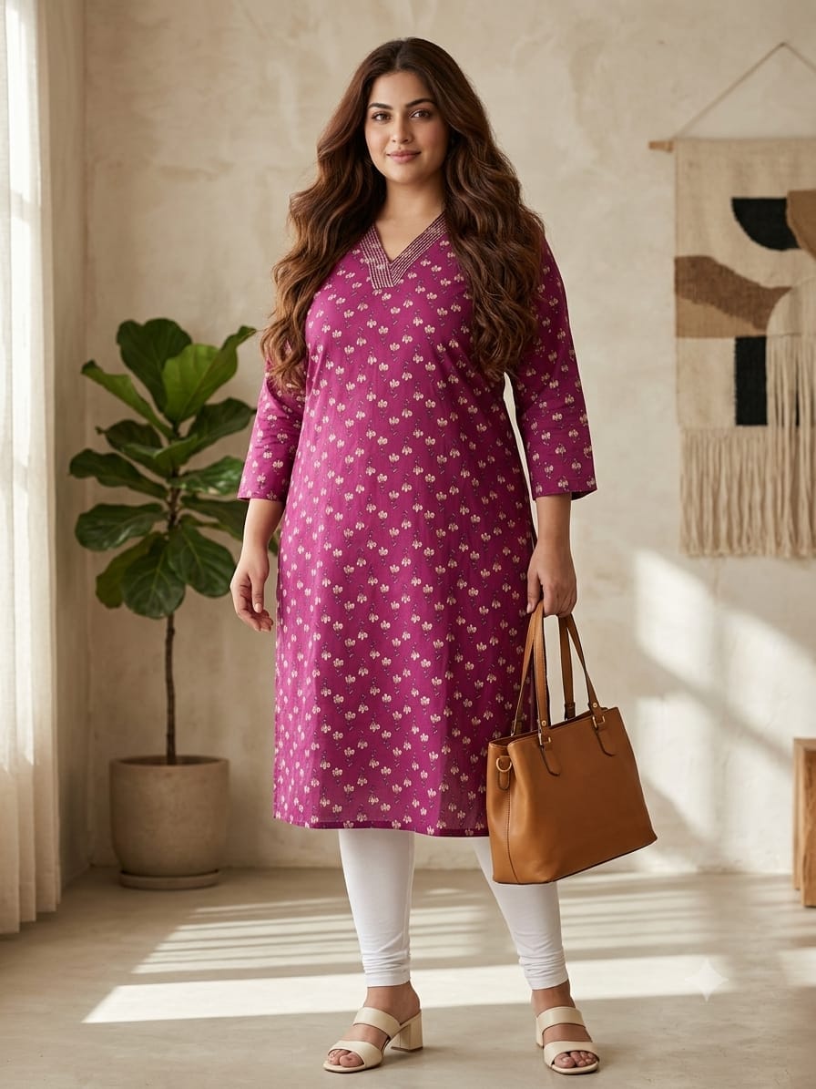 V NECK LONG KURTI