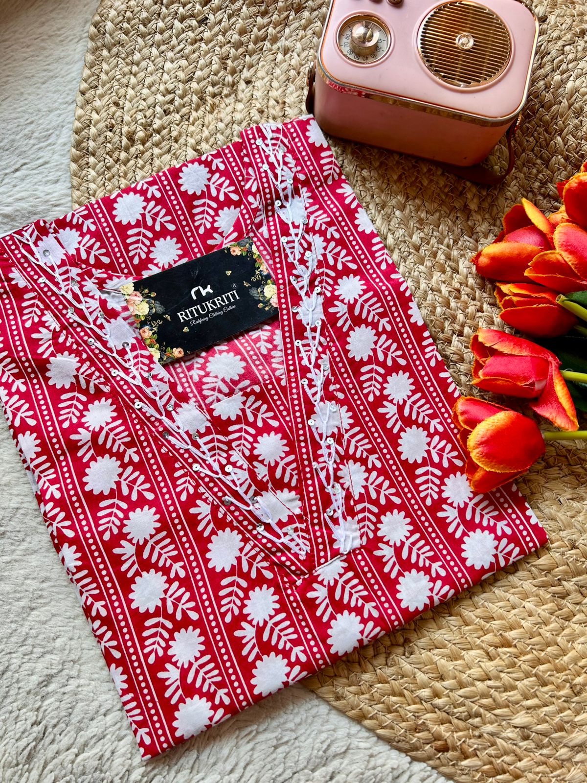 V NECK LONG KURTI