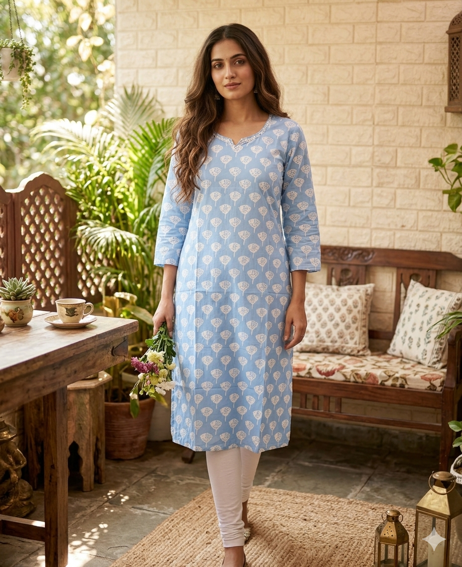 V NECK LONG KURTI