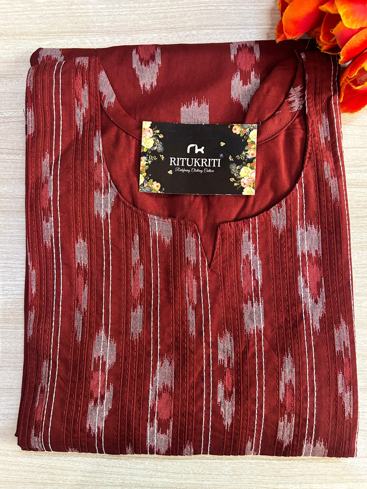 Thread work long kurtis