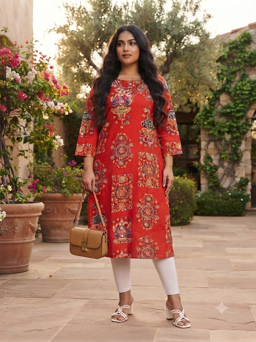 Crystal hand work long kurtis