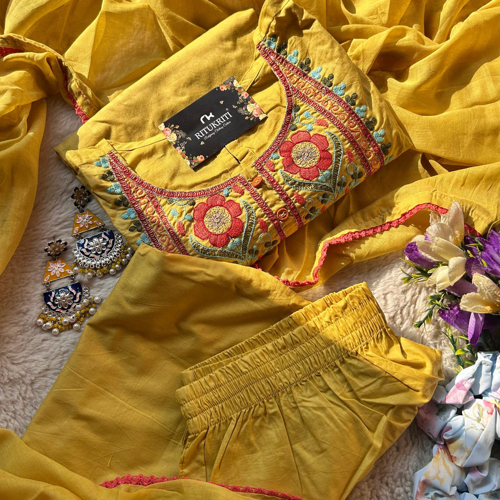 EMBROIDERY WORK KURTI  SET