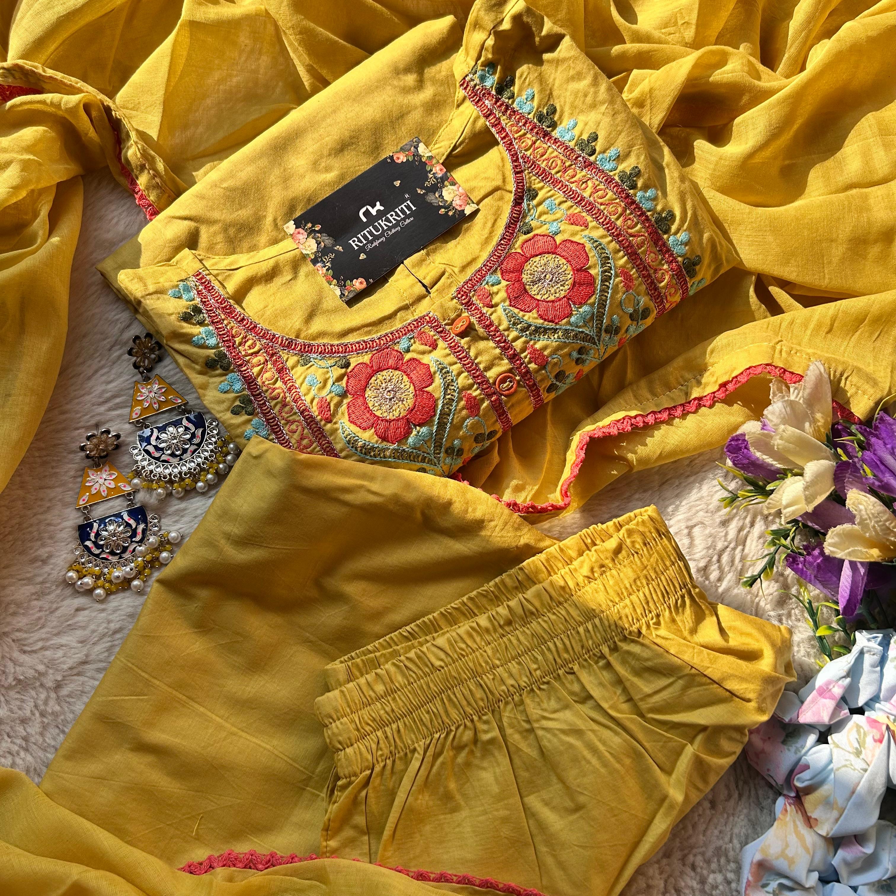 EMBROIDERY WORK KURTI  SET