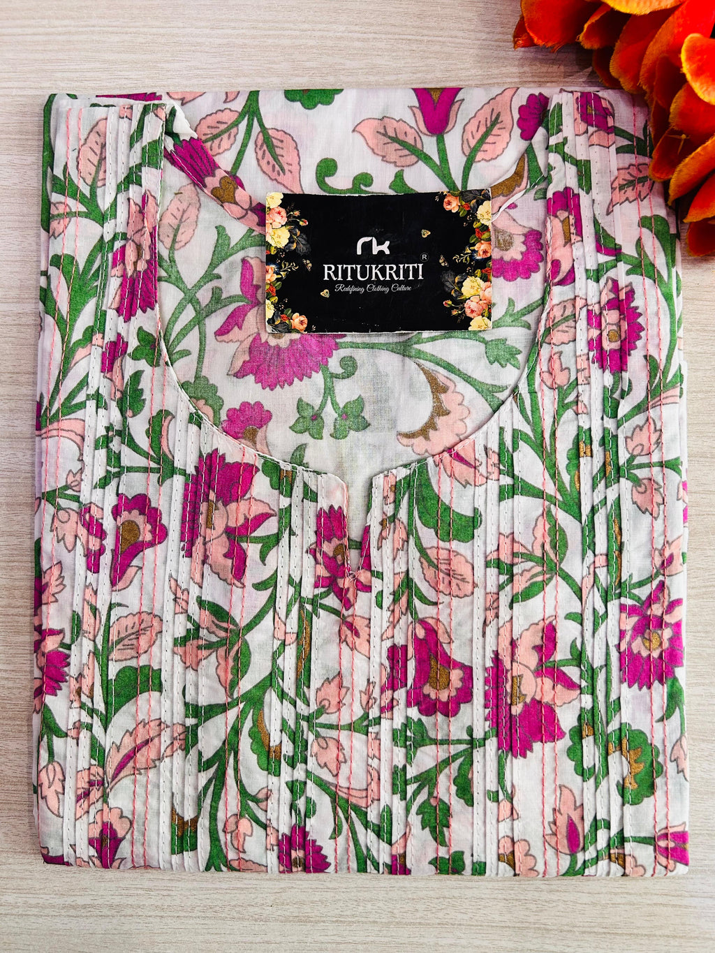 Thread work long kurtis