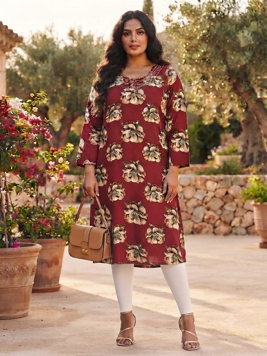 Crystal hand work long kurtis