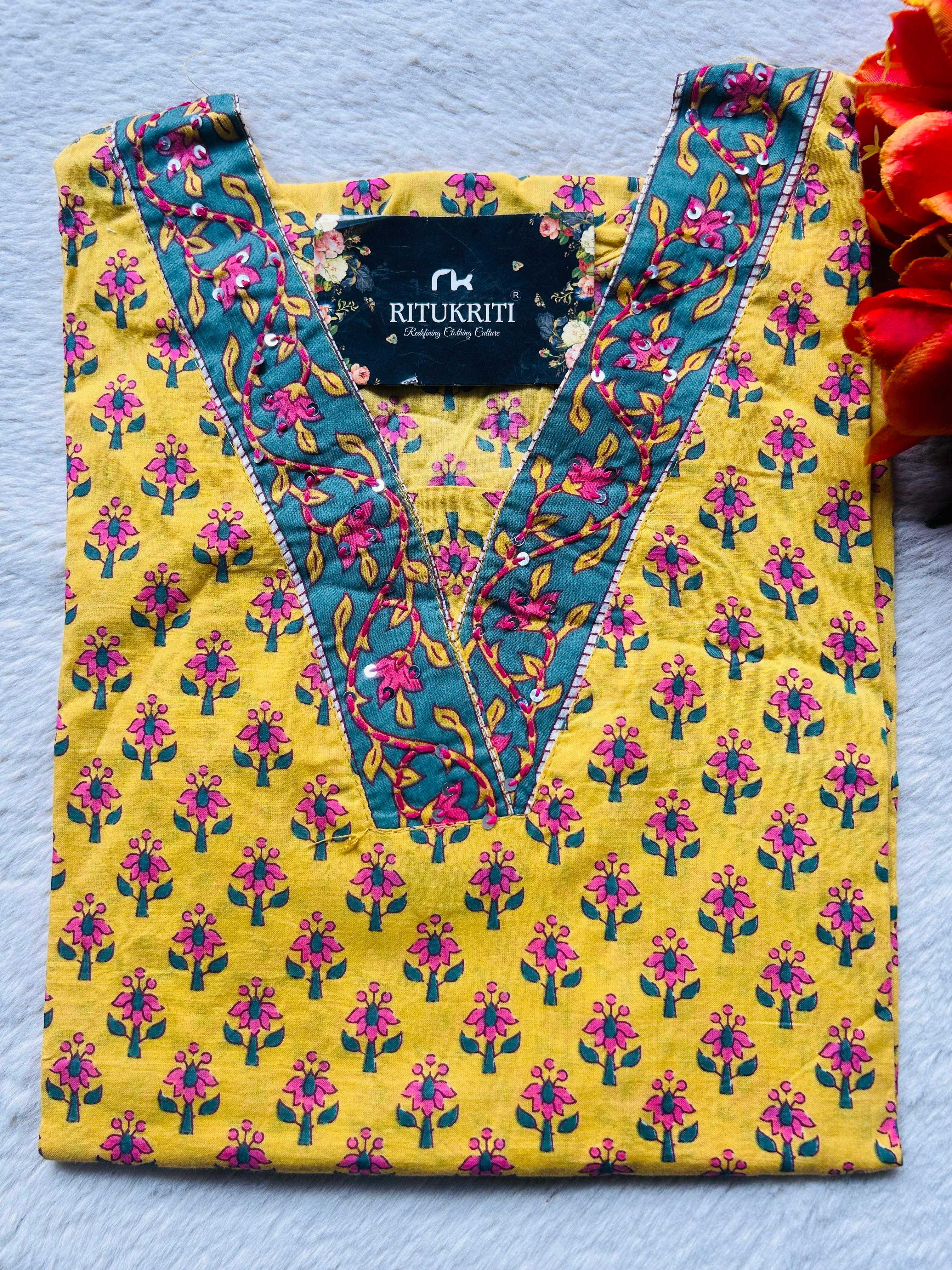 V NECK LONG KURTI