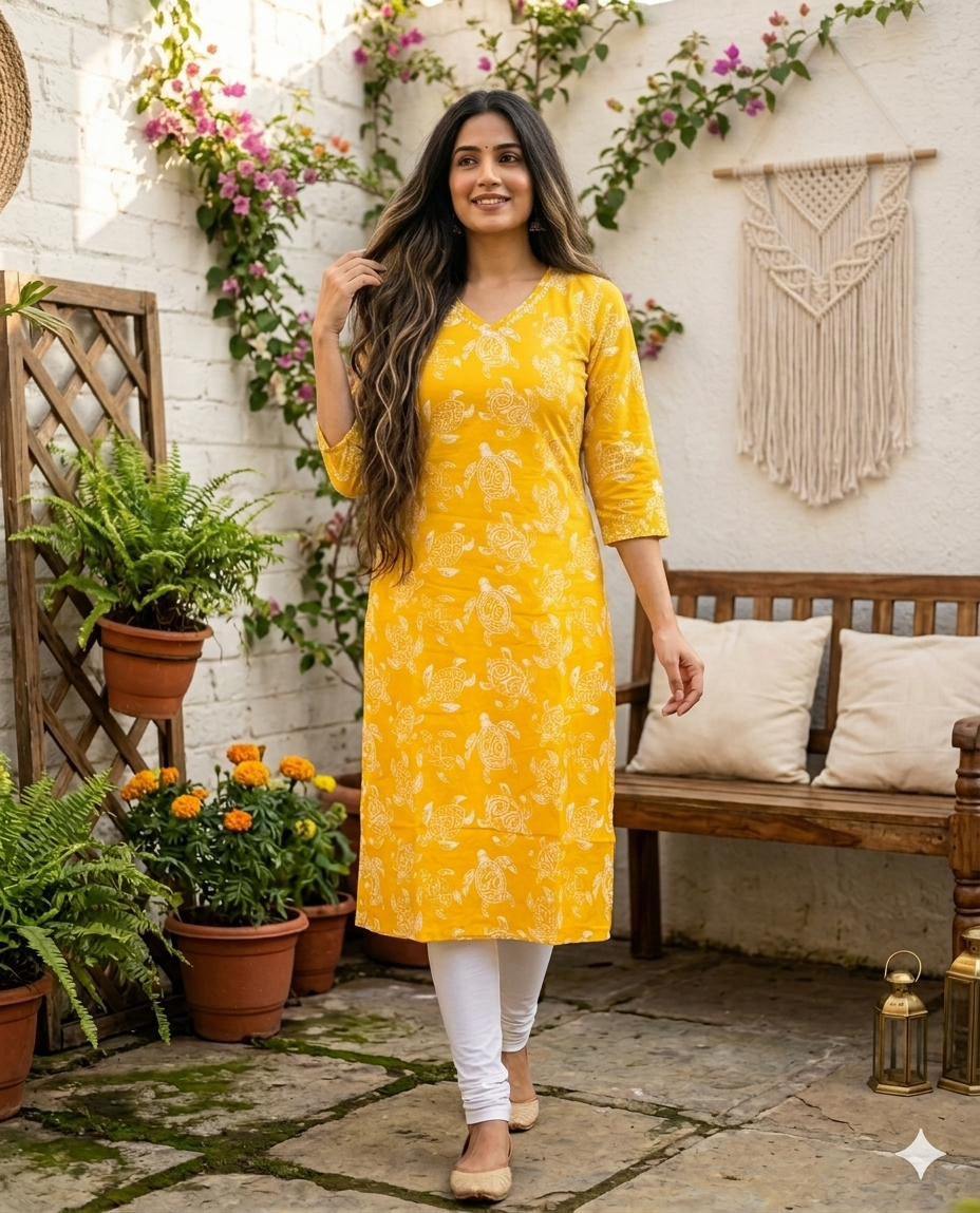 V NECK LONG KURTI