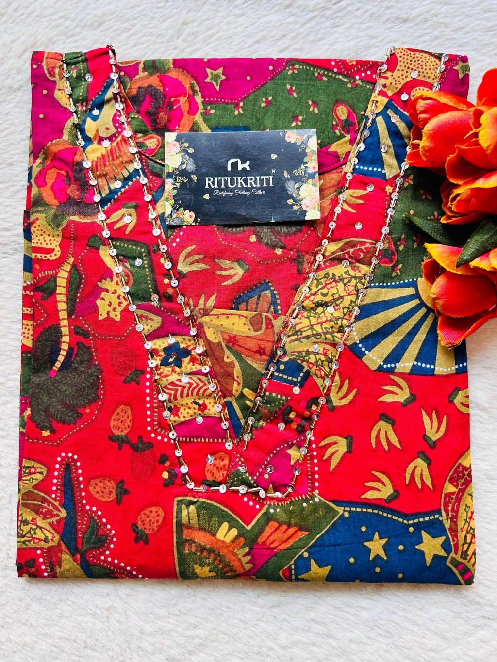 V NECK LONG KURTI